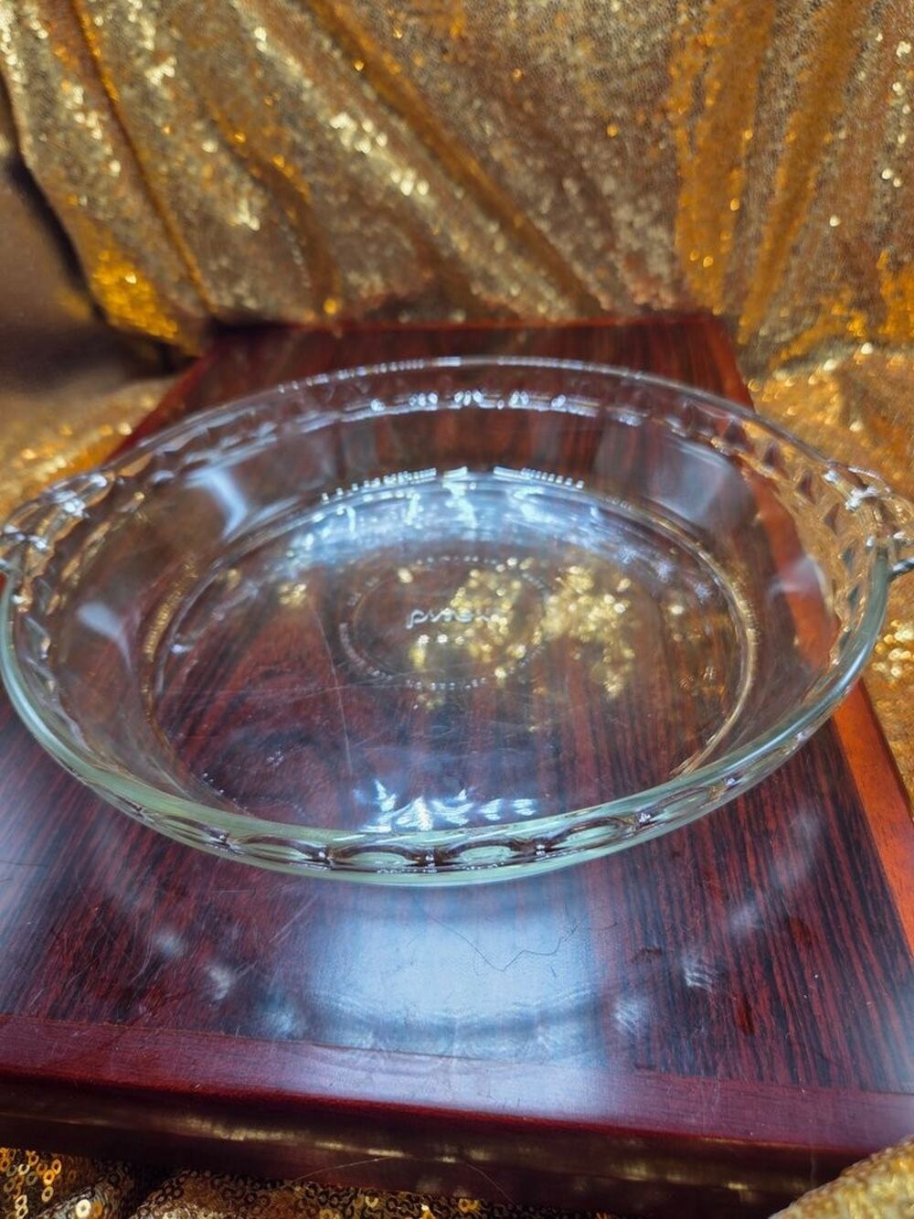 Vintage Pyrex 229 Clear Glass Deep Dish Pie Plate 9.5" Scalloped Fluted